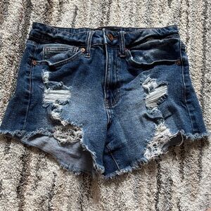 Distressed Dark Blue Denim short